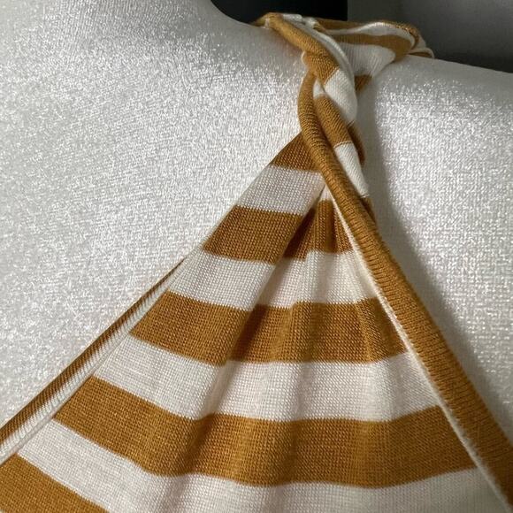 Living Doll Woman’s Cream and Mustard Striped Sleeveless Dress- Size Small - Picture 6 of 7